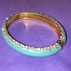 Stella and dot clamper bracelet blue enamel with rhinestones